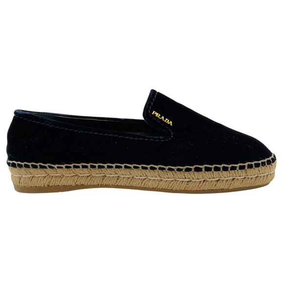 Prada Navy Blue Velvet Espadrilles - Picture 2 of 6